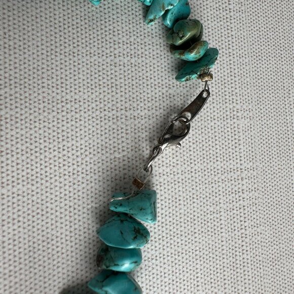 Turquoise Blue Magnesite Beaded Necklace 20” Boho Southwestern Jewelry - Picture 14 of 15